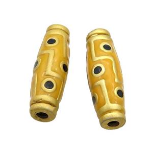 Copper Rice Beads Yellow Enamel Large Hole Gold Plated, approx 9-27mm, 3mm hole [FD12818]