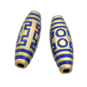 Copper Rice Beads Blue Enamel Large Hole Gold Plated, approx 10-30mm, 3mm hole [FD12821]