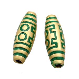 Copper Rice Beads Green Enamel Large Hole Gold Plated, approx 10-30mm, 3mm hole [FD12822]