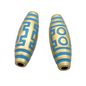 Copper Rice Beads Blue Enamel Large Hole Gold Plated, approx 10-30mm, 3mm hole [FD12823]
