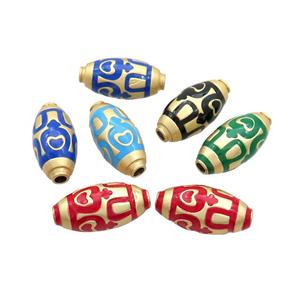 Copper Rice Beads Enamel Large Hole Gold Plated Mixed Color, approx 11-25mm, 3mm hole [FD12831]