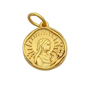 Copper Circle Pendant Zodiac Virgo 18K Gold Plated, approx 15mm [FD12840]