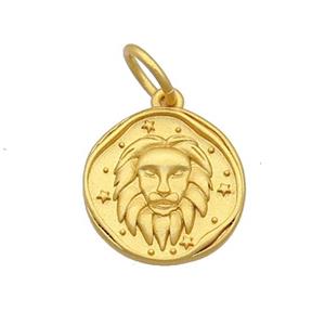 Copper Circle Pendant Zodiac Leo 18K Gold Plated, approx 15mm [FD12842]