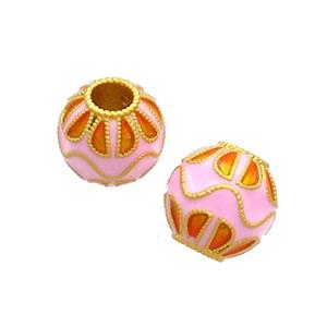 Copper Round Beads Cloisonne Lotus Large Hole 18K Gold Plated, approx 10mm, 3mm hole [FD12849]