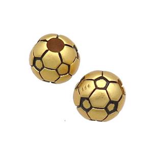 Copper Round Beads Football Sport Large Hole 18K Gold Plated, approx 10mm, 3mm hole [FD12853]