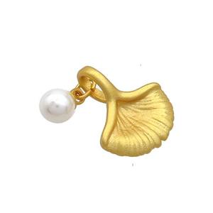 Copper Pendant Scallop Shape Pearlized Plastic 18K Gold Plated, approx 5mm, 13-15mm [FD12860]