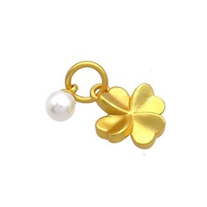 Copper Flower Pendant Pearlized Plastic 18K Gold Plated, approx 5mm, 11mm [FD12862]