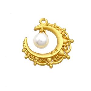 Copper Moon Pendant Pearlized Plastic 18K Gold Plated, approx 5mm, 8-18mm [FD12863]