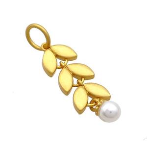 Copper Flower Pendant Pearlized Plastic 18K Gold Plated, approx 5mm, 17mm [FD12864]