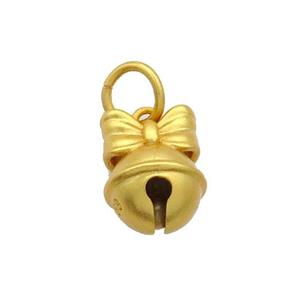 Copper Bell Pendant Bowknot 18K Gold Plated, approx 10-13mm [FD12866]