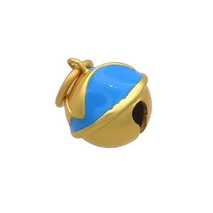 Copper Bell Pendant Blue Enamel 18K Gold Plated, approx 12mm [FD12884]