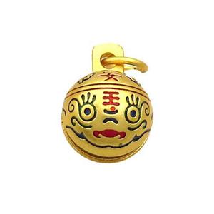 Copper Bell Pendant Enamel 18K Gold Plated, approx 13mm [FD12889]