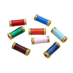 Copper Tube Beads Enamel 18K Gold Plated Mixed, approx 5-12mm, 2mm hole [FD12908]