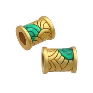 Copper Tube Beads Large Hole 18K Gold Plated, approx 8-10mm, 4mm hole [FD12925]