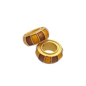Copper Rondelle Beads Multicolor Cloisonne 18K Gold Plated Large Hole, approx 8mm, 4mm hole [FD12937]