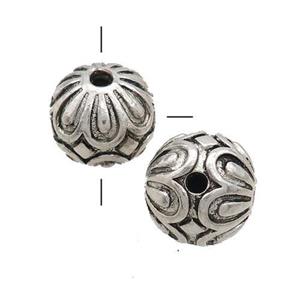 Tibetan Style Guru Beads Zinc T-Hole Round Antique Silver, approx 15-16mm, 3mm hole [FD12945]