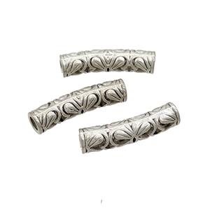 Tibetan Style Zinc Tube Beads Curved Large Hole Antique Silver, approx 6-25mm, 4mm hole [FD12962]
