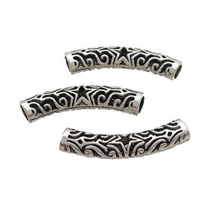 Tibetan Style Zinc Tube Beads Curved Large Hole Antique Silver, approx 7-40mm, 5mm hole [FD12964]