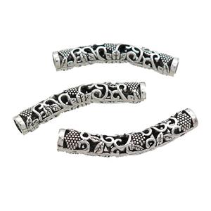 Tibetan Style Zinc Tube Beads Curved Large Hole Antique Silver, approx 8-48mm, 5mm hole [FD12965]