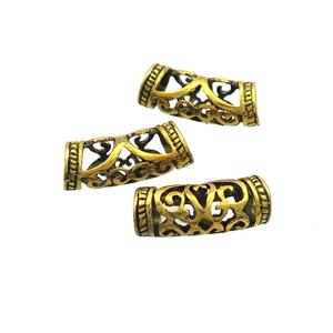 Tibetan Style Zinc Tube Beads Curved Large Hole Antique Gold, approx 9-25mm, 6mm hole [FD12970]