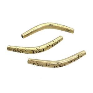 Tibetan Style Zinc Tube Beads Curved Antique Gold, approx 4-34mm [FD12974]
