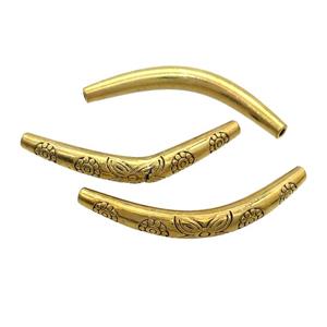 Tibetan Style Zinc Tube Beads Curved Antique Gold, approx 6.5-55mm, 2mm hole [FD12975]