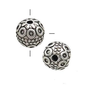 Tibetan Style Zinc Guru Beads Round THole Antique Silver, approx 12mm [FD12978]