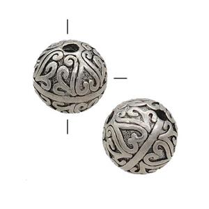 Tibetan Style Zinc Guru Beads Round THole Antique Silver, approx 14mm [FD12983]