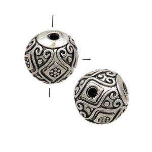 Tibetan Style Zinc Guru Beads Round THole Antique Silver, approx 16mm [FD12984]