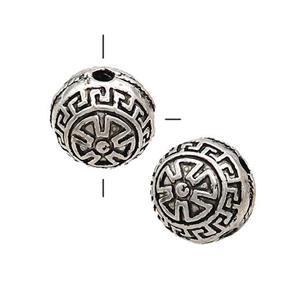 Tibetan Style Zinc Guru Beads Round THole Antique Silver, approx 14mm [FD12985]