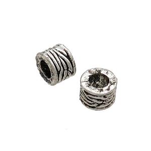 Tibetan Style Zinc Column Beads Large Hole Antique Silver, approx 6mm, 3mm hole [FD12993]