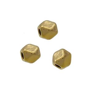 Tibetan Style Zinc Cube Beads Faceted Antique Gold, approx 3mm [FD12994]