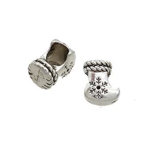 Tibetan Style Zinc Beads Christmas Stocking Antique Silver, approx 8-10mm, 4mm hole [FD13003]