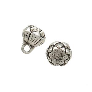 Tibetan Style Zinc Lotus Pendant Charms Antique Silver, approx 8mm [FD13006]