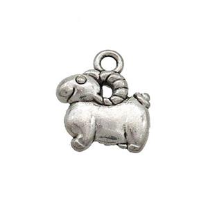 Tibetan Style Zinc Sheep Charms Pendant Animal Antique Silver, approx 12mm [FD13007]