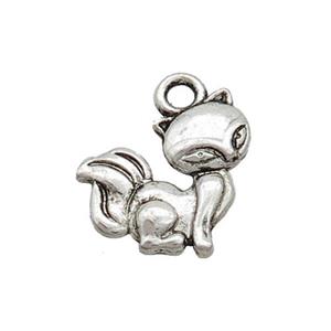 Tibetan Style Zinc Fox Charms Pendant Animals Antique Silver, approx 13-14mm [FD13009]