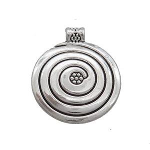 Tibetan Style Zinc Spiral Charms Pendant Rebirth Antique Silver, approx 18mm [FD13010]