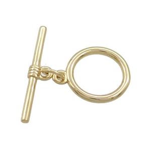 Copper Toggle Clasp Circle Gold Plated, approx 14mm, 24mm [FD13019]