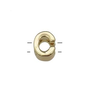 Copper Letter C Beads 2holes Gold Plated, approx 5-8mm [FD13039]
