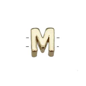 Copper Letter M Beads 2holes Gold Plated, approx 5-8mm [FD13049]