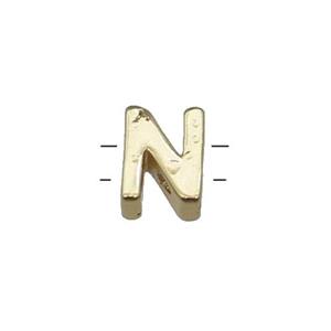 Copper Letter N Beads 2holes Gold Plated, approx 5-8mm [FD13050]