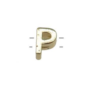 Copper Letter P Beads 2holes Gold Plated, approx 5-8mm [FD13052]