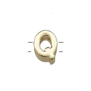 Copper Letter Q Beads 2holes Gold Plated, approx 5-8mm [FD13053]