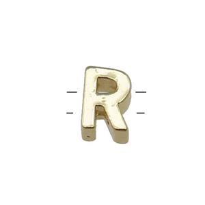 Copper Letter R Beads 2holes Gold Plated, approx 5-8mm [FD13054]