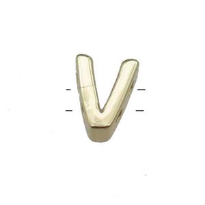 Copper Letter V Beads 2holes Gold Plated, approx 5-8mm [FD13058]