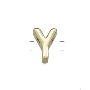 Copper Letter Y Beads 2holes Gold Plated, approx 5-8mm [FD13061]