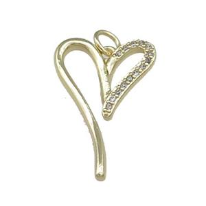 Copper Heart Pendant Pave Zircon Gold Plated, approx 15-25mm [FD13101]