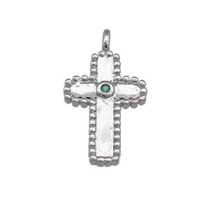 Copper Cross Pendant Pave Zircon Platinum Plated, approx 11-17mm [FD13103]
