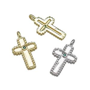 Copper Cross Pendant Pave Zircon Mixed, approx 11-17mm [FD13105]