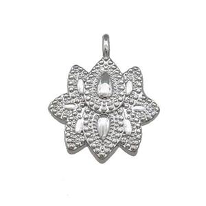 Copper Flower Pendant Platinum Plated, approx 15mm [FD13109]